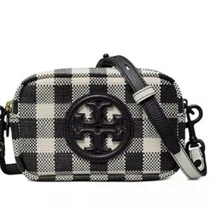 Tory Burch Checkered Black and Cream Crossbody Bag